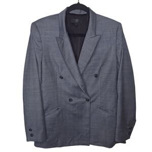 J.Crew 365 Womens Wool Double Breasted Blazer Jacket 12 Houndstooth Plaid Career